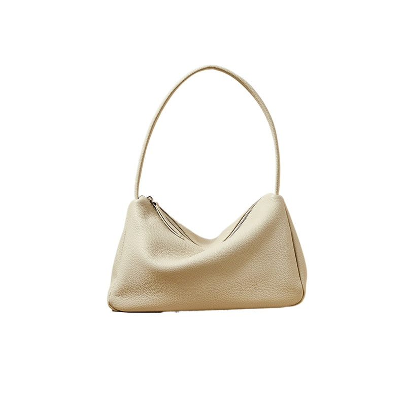 Cream Slouchy Leather Shoulder Bag