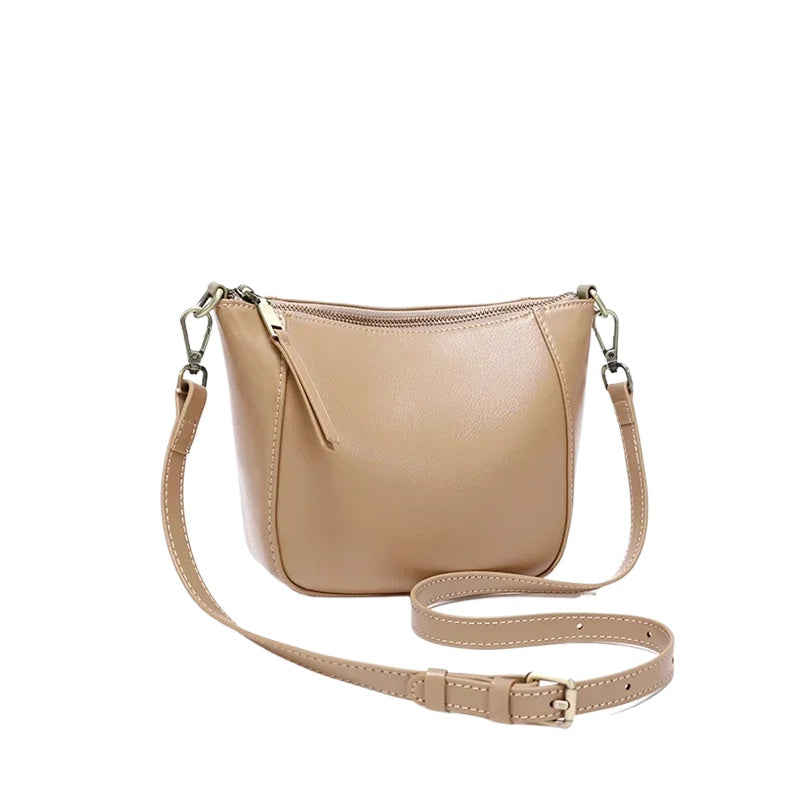 Curved Leather Crossbody Bag