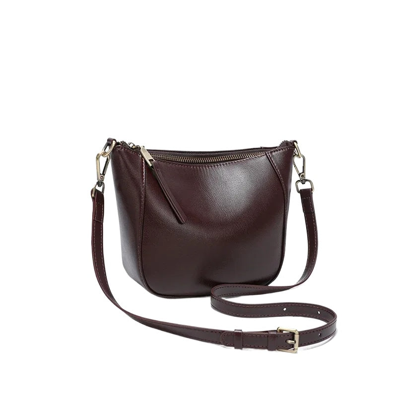 Curved Leather Crossbody Bag