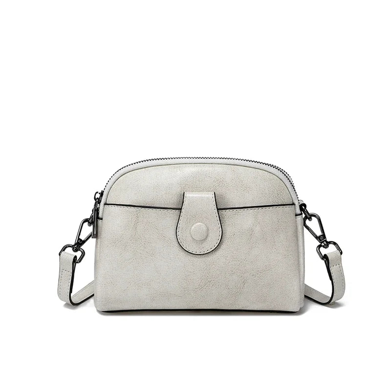 Ivory Button Leather Crossbody Bag