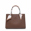 Scarf-Handle Pebbled Leather Tote Bag