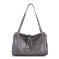 Chocolate Leather Double Zip Shoulder Bag