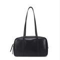 Brown Leather Pom Charm Satchel