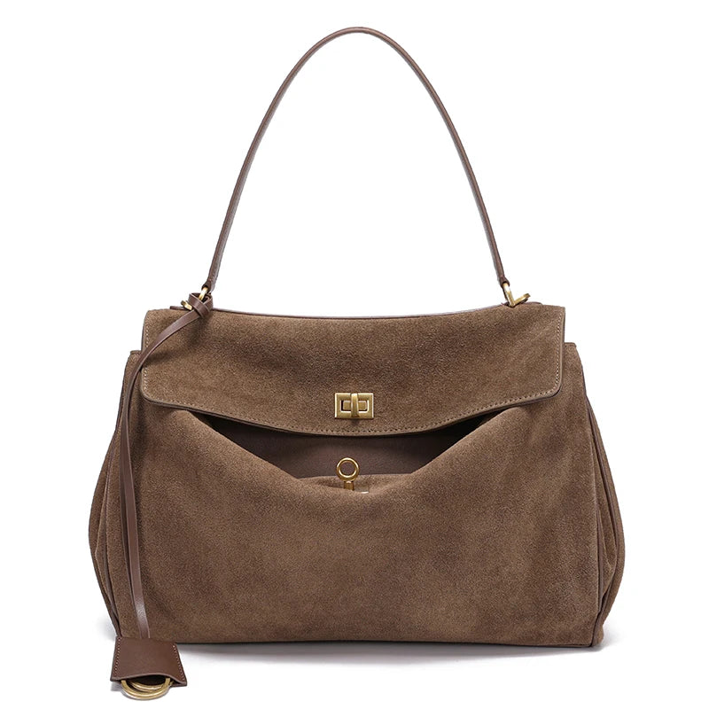 Suede Flap Shoulder Tote