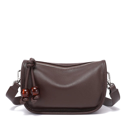 Bead Charm Leather Crossbody Bag