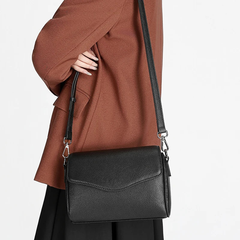 Cream Pebbled Flap Shoulder Bag