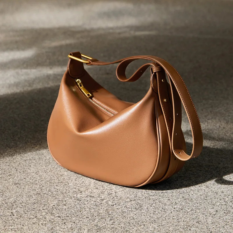 Ivory Dumpling Leather Shoulder Bag
