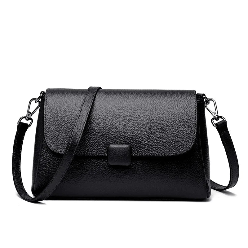 Taupe Leather Flap Crossbody Bag