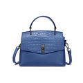 Blue Croc Embossed Top Handle Bag