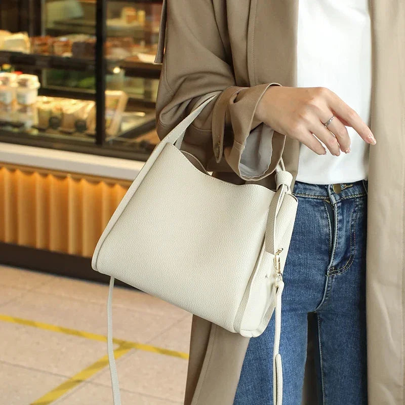 Pebbled Leather Bucket Bag