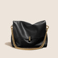 Taupe Chain Flap Leather Shoulder Bag