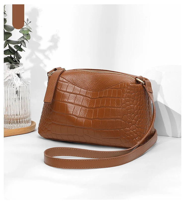 Croc Embossed Leather Crossbody Bag