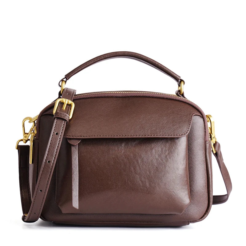 Vintage Leather Pocket Crossbody Bag