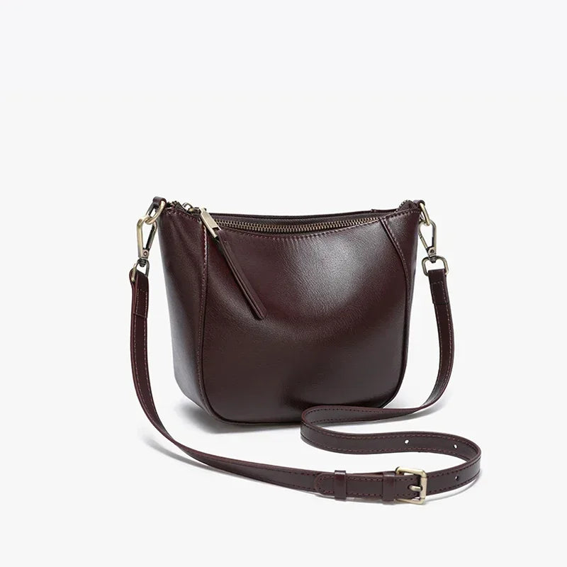 Curved Leather Crossbody Bag