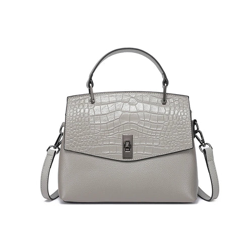 Blue Croc Embossed Top Handle Bag