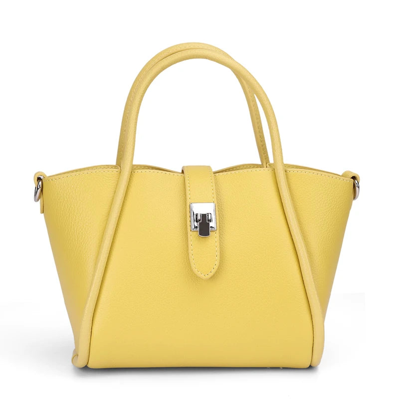 Butter Yellow Leather Bucket Bag