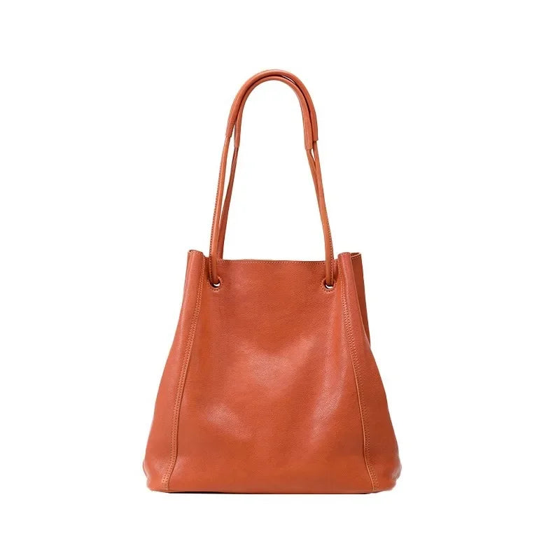 Cognac Leather Shoulder Tote