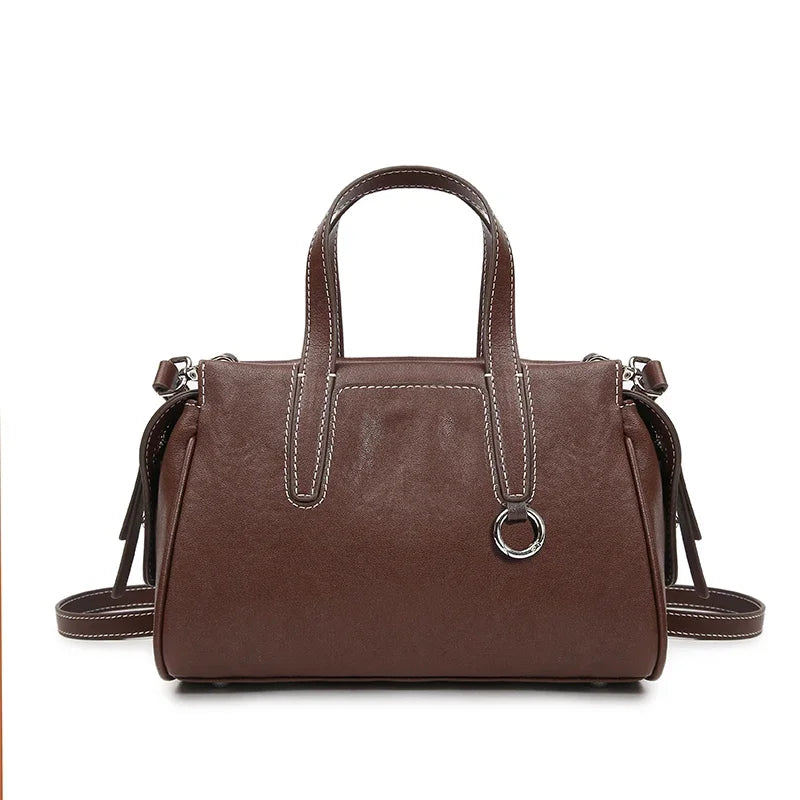 Vintage Leather Top-Handle Crossbody Bag