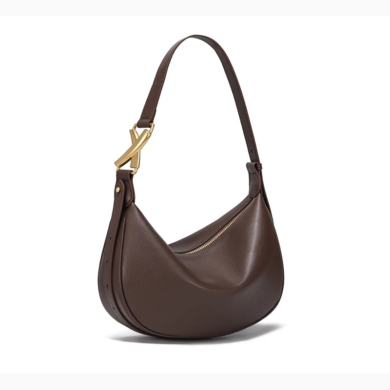 Black Crescent Leather Hobo Bag