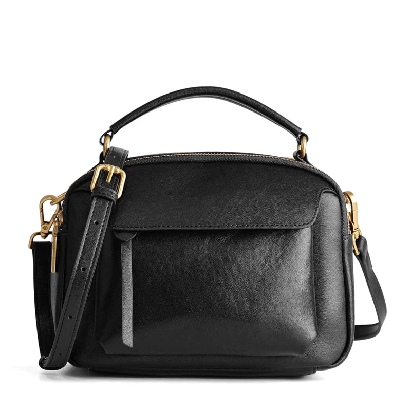 Vintage Leather Pocket Crossbody Bag