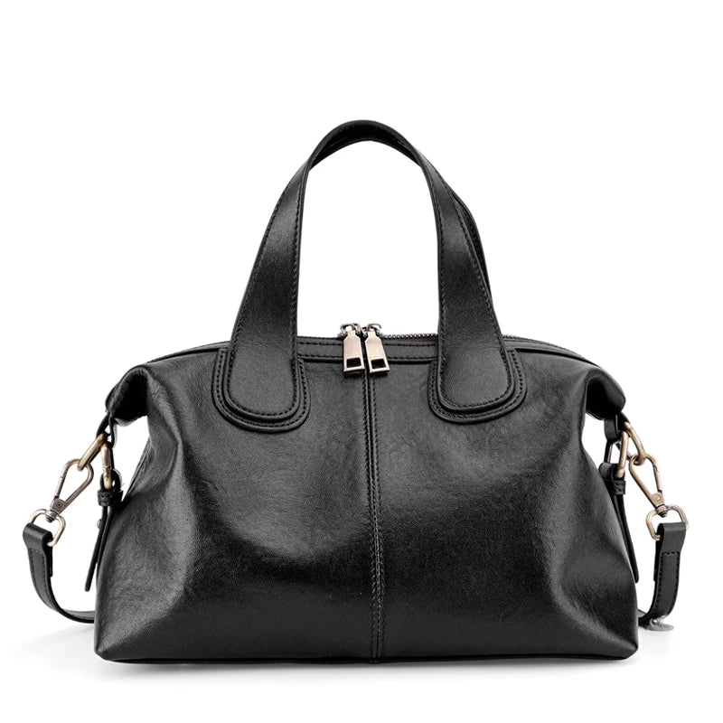 Taupe Leather Dome Crossbody Bag