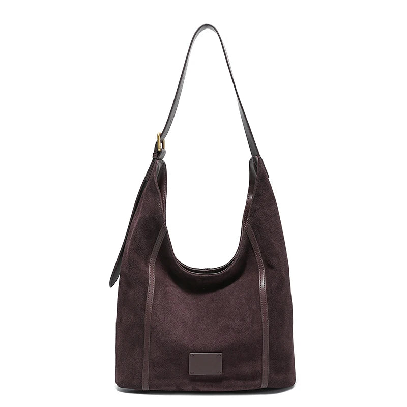 Taupe Suede Bucket Hobo
