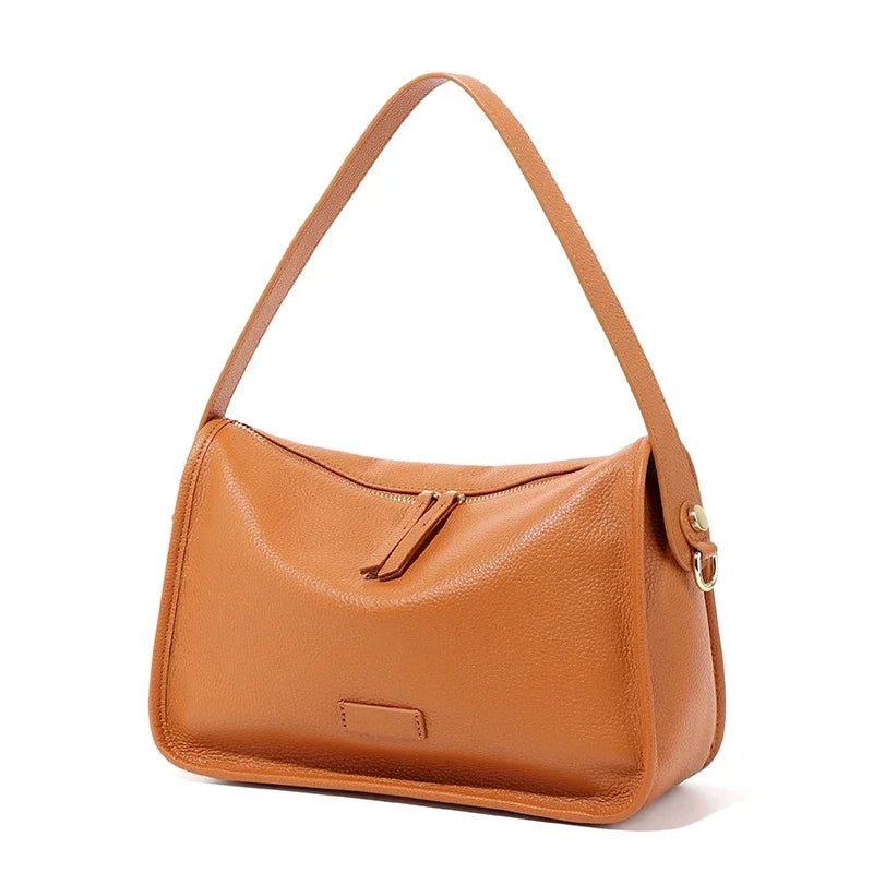 Pebbled Leather Zip Shoulder Bag