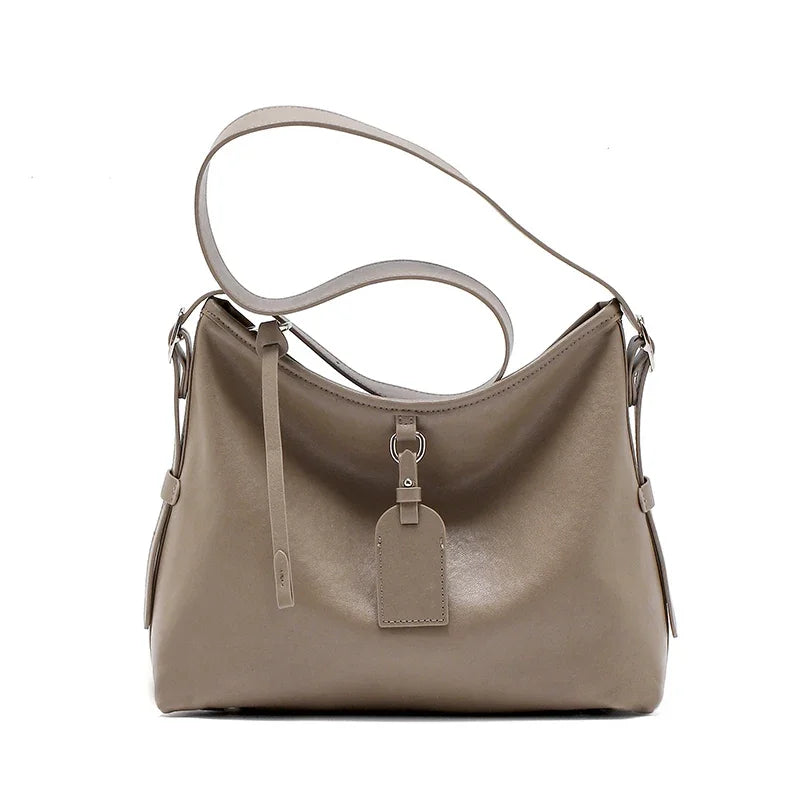 Black Leather Hobo Shoulder Bag