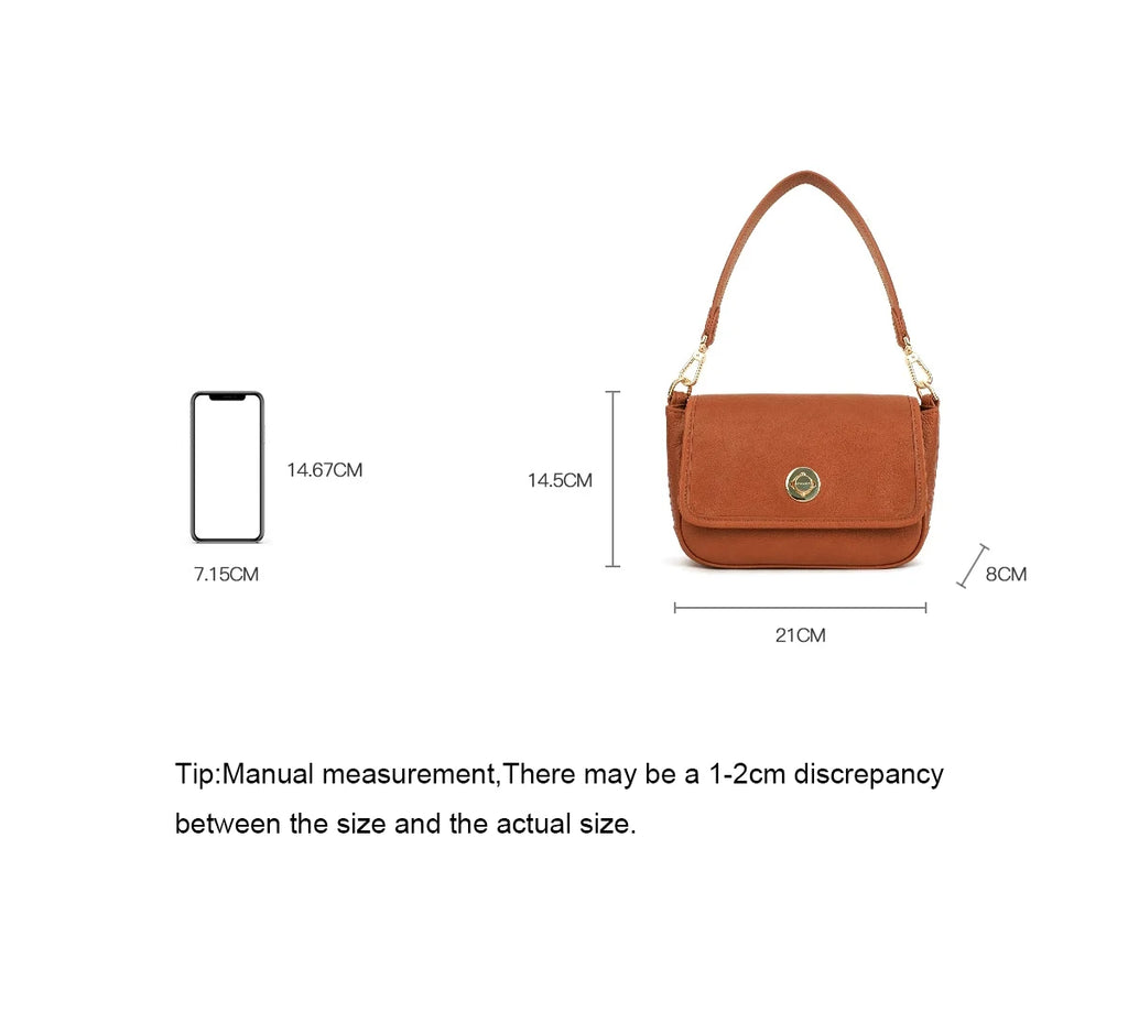 Round Lock Flap Shoulder Bag