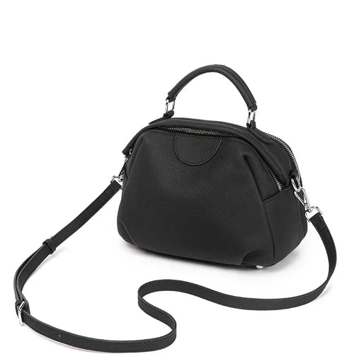 Apricot Leather Crossbody Satchel