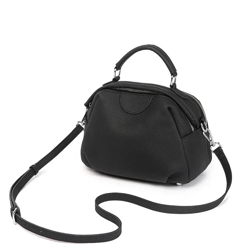 Apricot Leather Crossbody Satchel