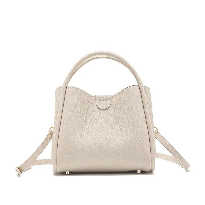 Ivory Leather Top Handle Bag