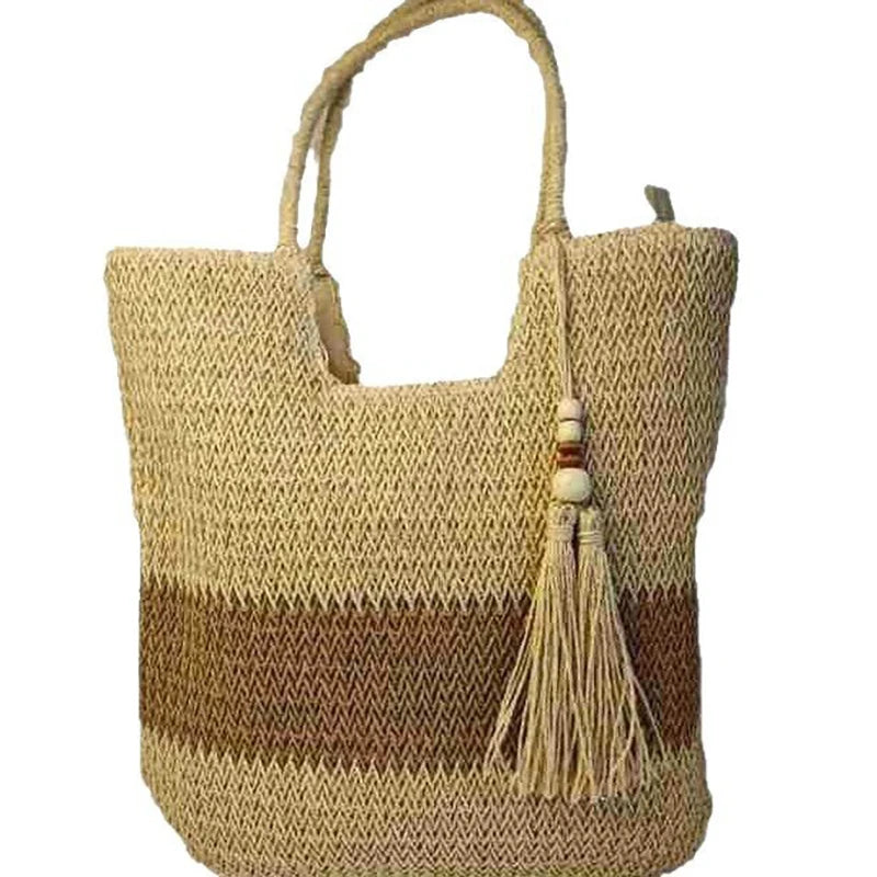 Tassel Woven Straw Tote