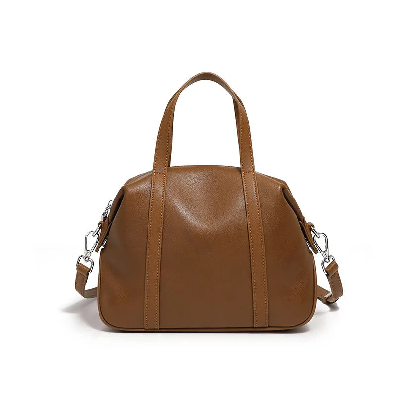 Brown Leather Boston Bag