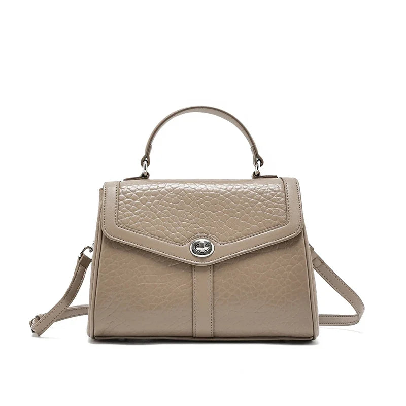 Pebbled Leather Top Handle Satchel Bag