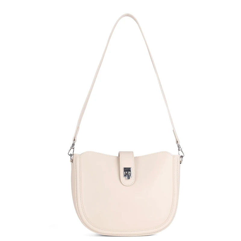 Brown Crescent Leather Shoulder Bag