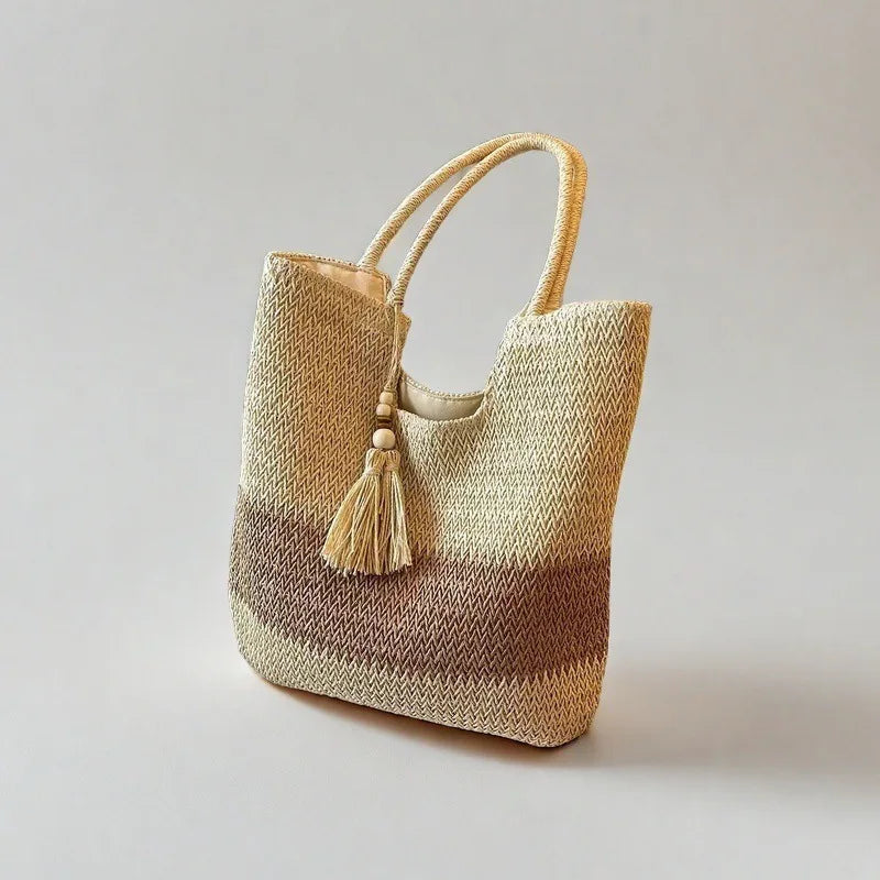 Tassel Woven Straw Tote