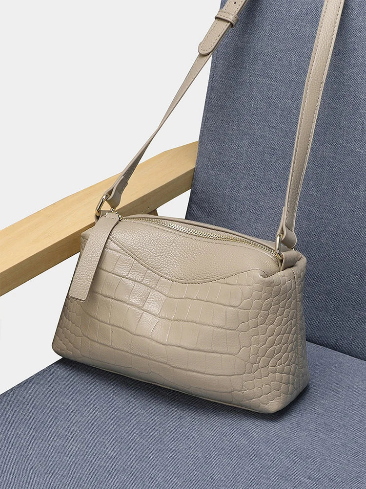 Croc Embossed Leather Crossbody Bag