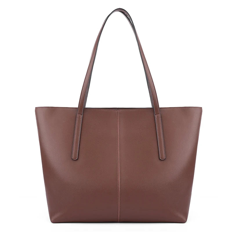 Beige Leather Shopper Tote