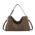 Mocha Suede Boston Shoulder Bag