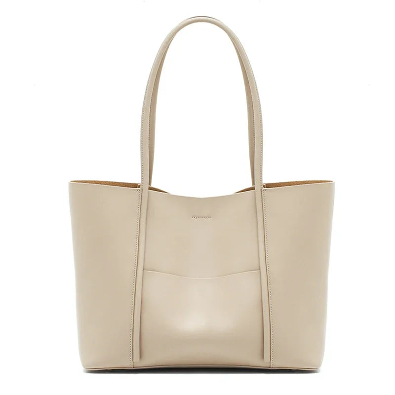 Minimalist Brown Leather Commuter Tote