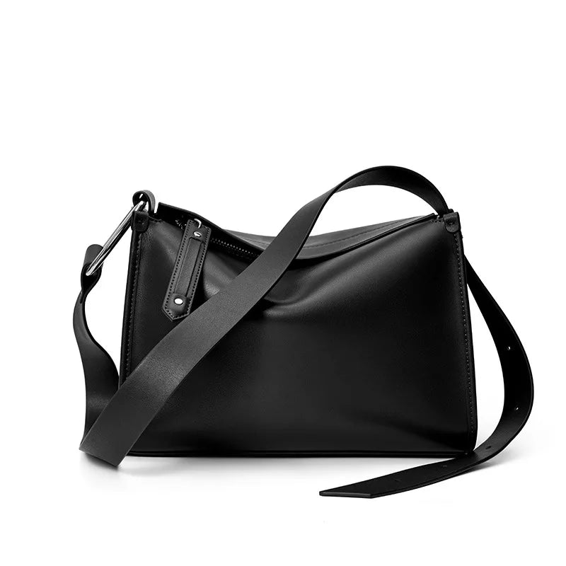 Wide Strap Leather Shoulder Bag