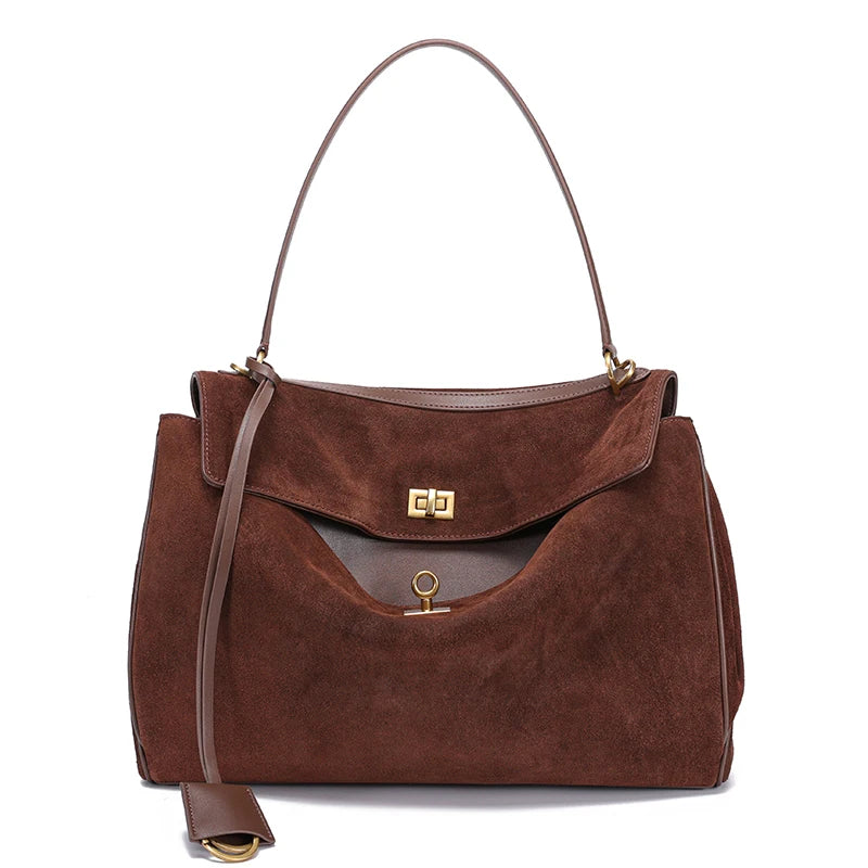 Suede Flap Shoulder Tote