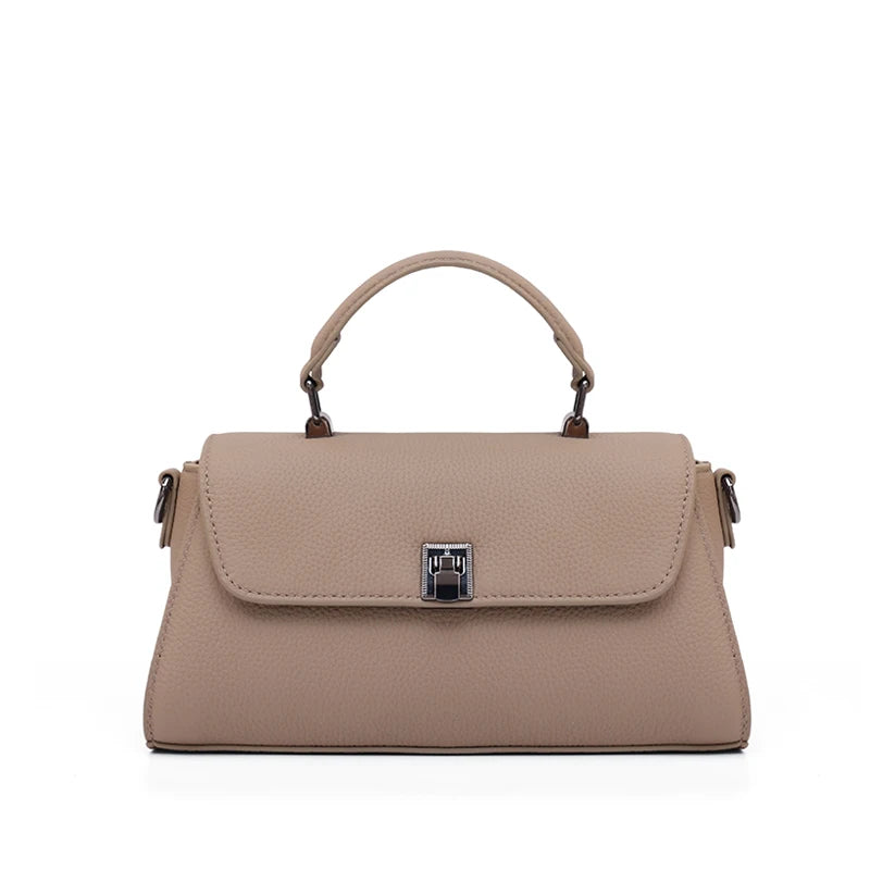 Camel Pebbled Flap Satchel