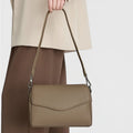 Cream Pebbled Flap Shoulder Bag
