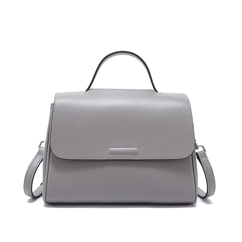 Taupe Pebbled Top Handle Satchel