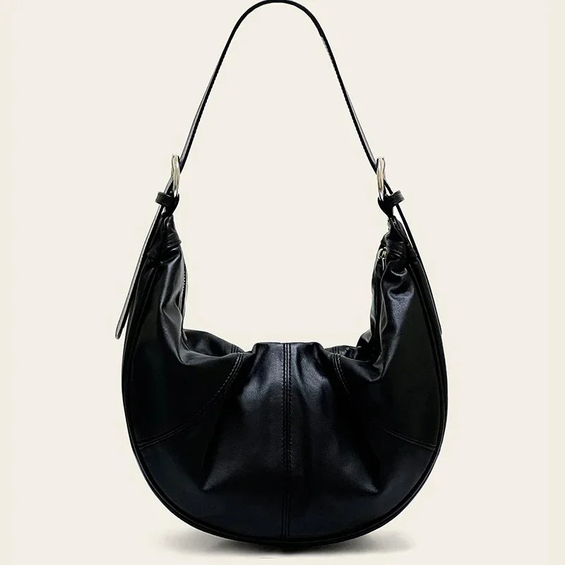 Silver Metallic Crescent Shoulder Bag