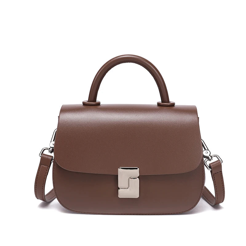 Black Leather Top Handle Flap Bag