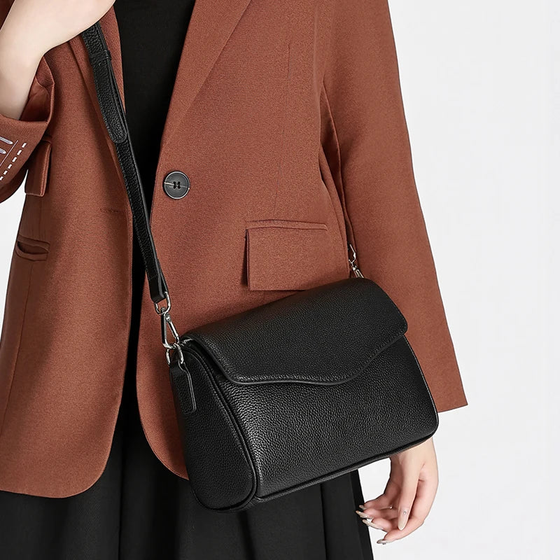 Cream Pebbled Flap Shoulder Bag