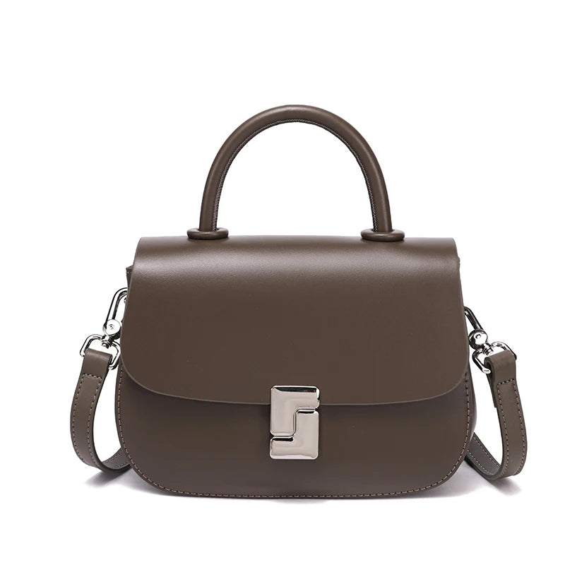 Black Leather Top Handle Flap Bag
